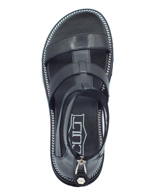 CULT CULT Sandali zeppa bassa Donna CLW329000 Ziggy Black pelle nero Ziggy black