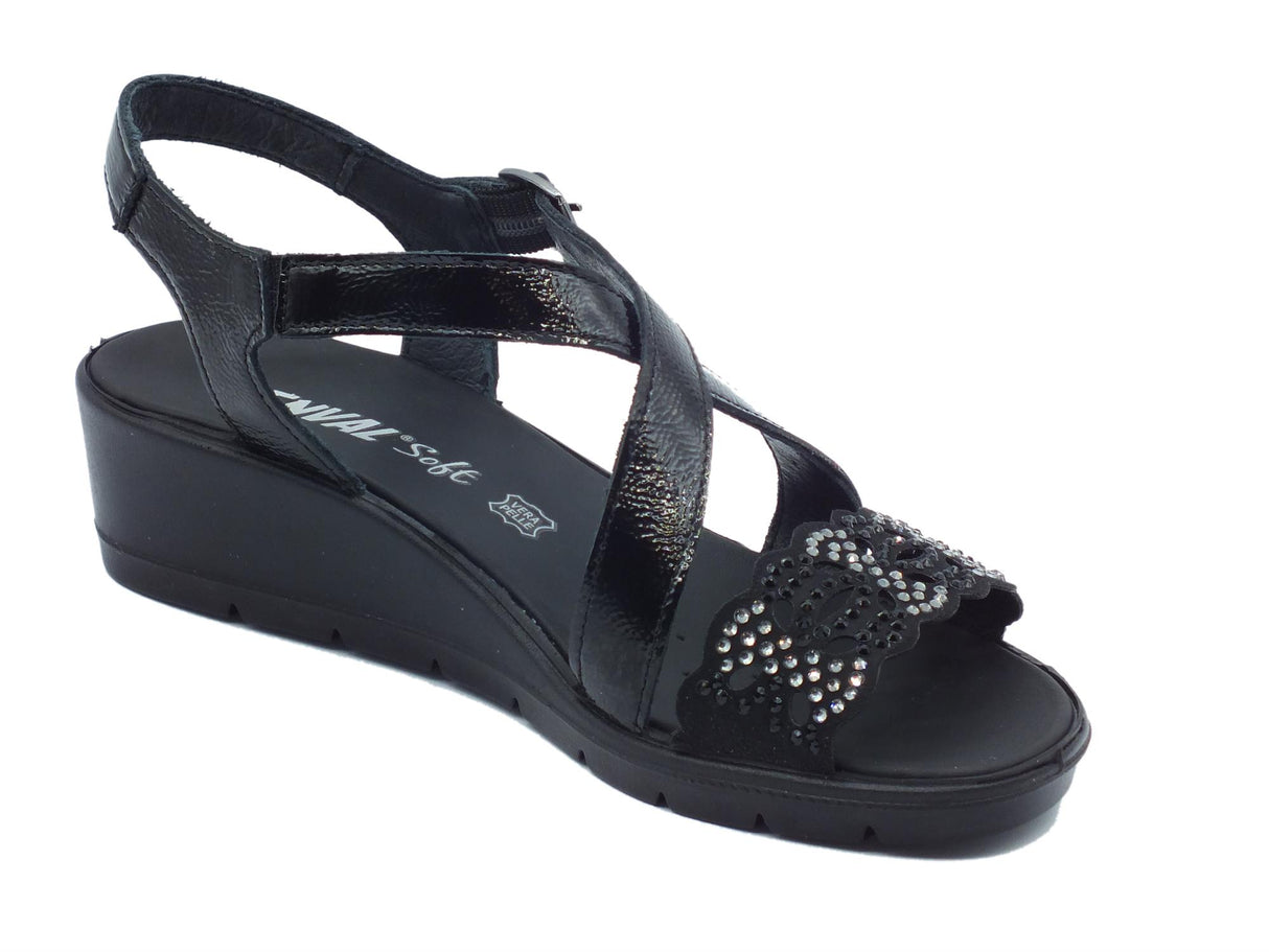 ENVAL Soft ENVAL Soft 3762900 Naplak Nero Sandali Confort per Donna in vernice zeppa bassa Nero