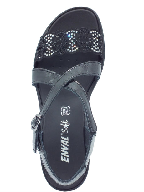ENVAL Soft ENVAL Soft 3762900 Naplak Nero Sandali Confort per Donna in vernice zeppa bassa Nero
