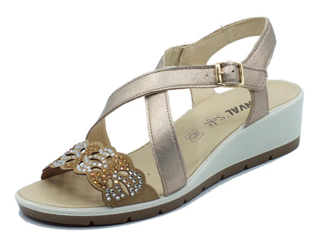 ENVAL Soft ENVAL Soft 3762922 Capra Champagne Sandali Confort per Donna in pelle zeppa bassa Capra Champagne