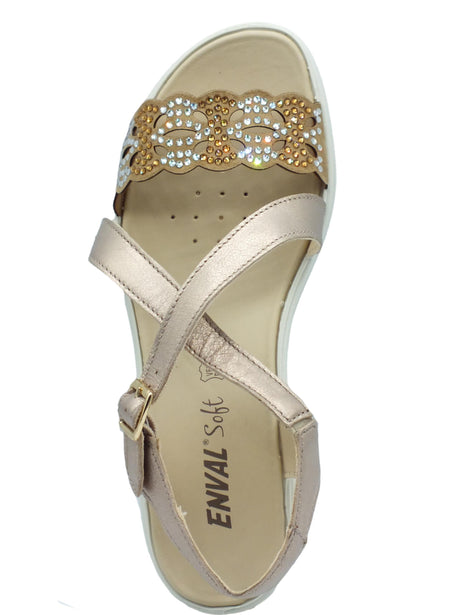 ENVAL Soft ENVAL Soft 3762922 Capra Champagne Sandali Confort per Donna in pelle zeppa bassa Capra Champagne