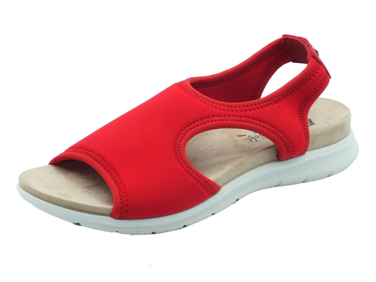 ENVAL Soft ENVAL Soft 3769122 Tess Giada Rosso Sandali per Donna in tessuto elasticizzato zeppa bassa Rosso
