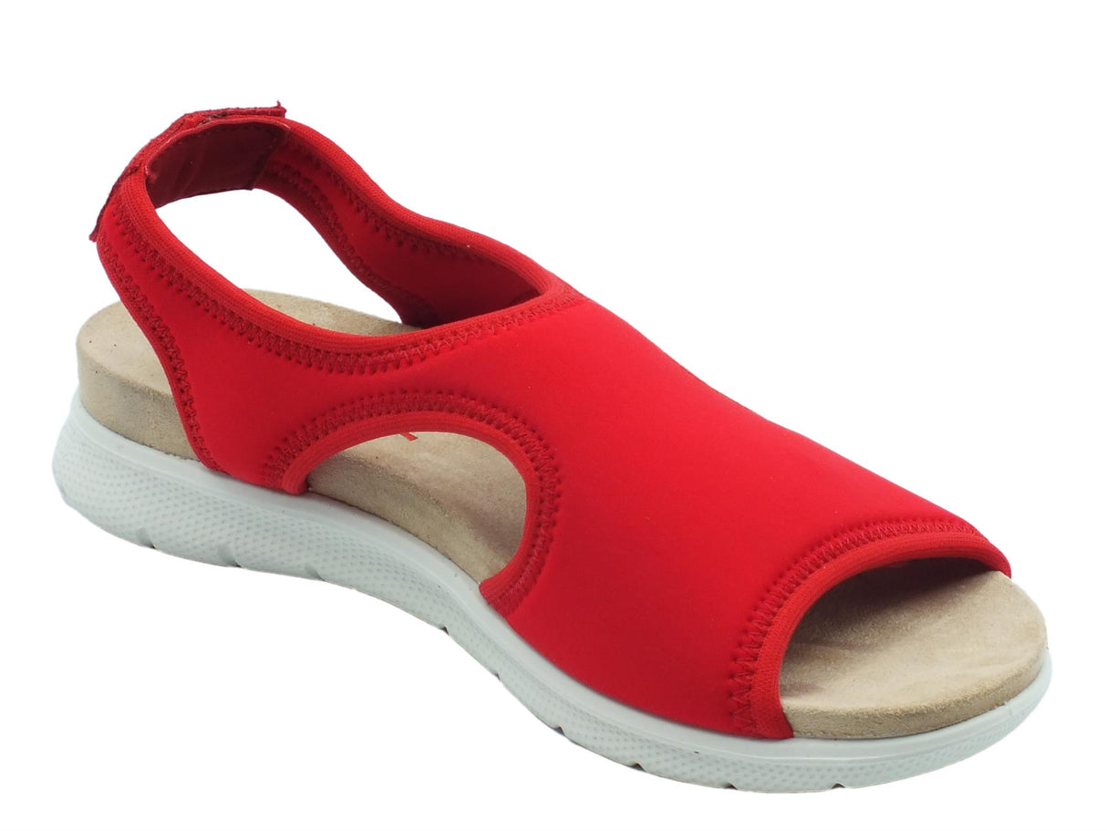 ENVAL Soft ENVAL Soft 3769122 Tess Giada Rosso Sandali per Donna in tessuto elasticizzato zeppa bassa Rosso