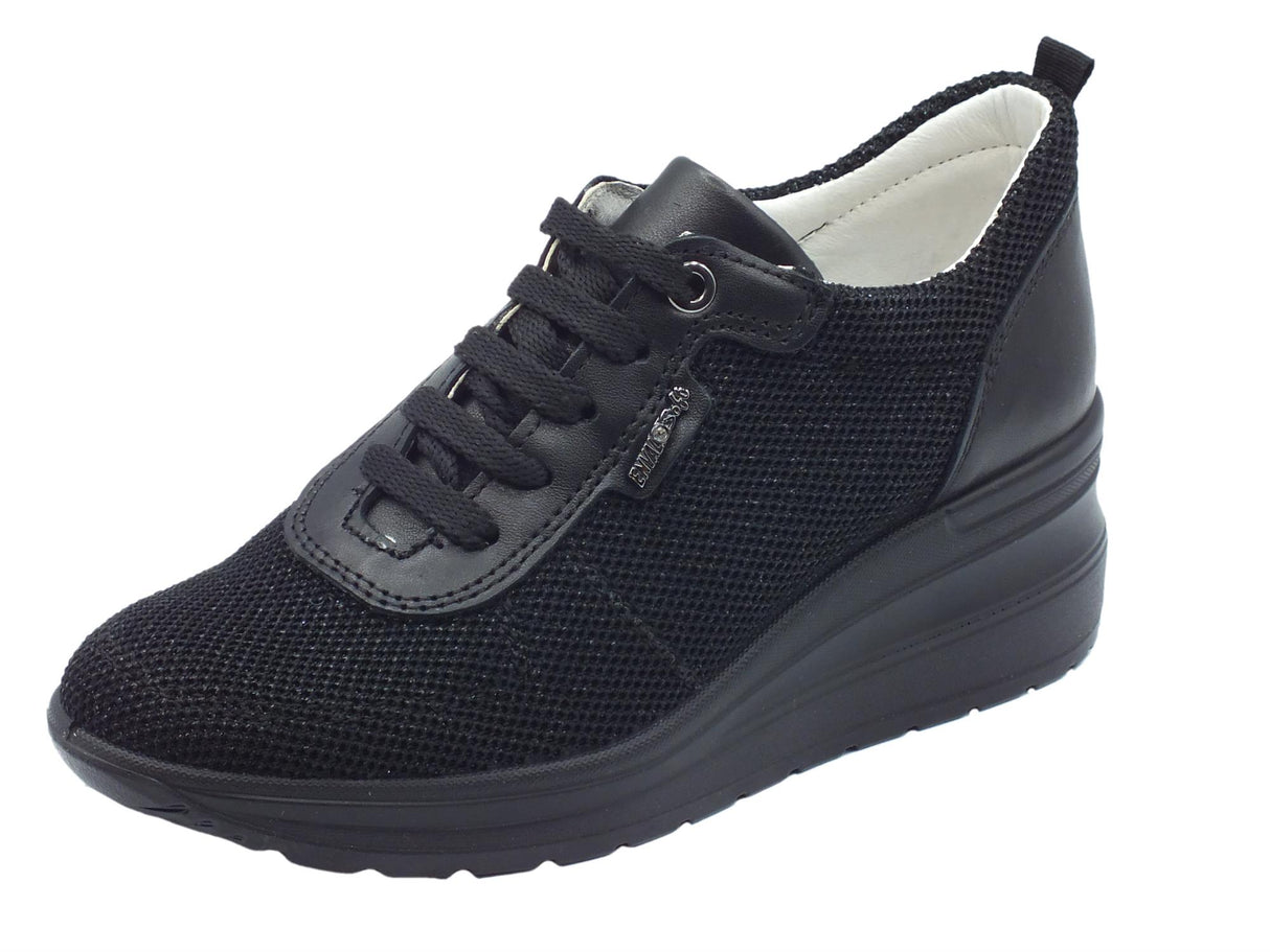 ENVAL Soft ENVAL 3755500 Nero Sneakers Confort per Donna in tessuto zeppa interna alta Nero