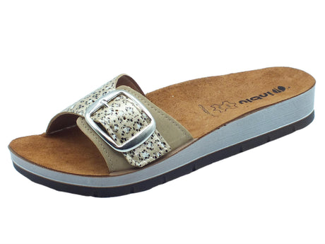 InBlu InBlu CP000013 Sabbia Ciabatte per Donna in ecopelle con fibbia sottopiede in pelle Sabbia