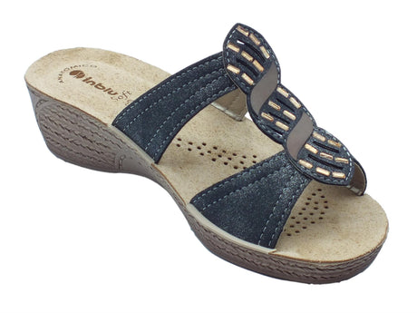 InBlu InBlu GL000034 Nero Ciabatte per Donna in ecopelle con sottopiede soft anatomico Nero