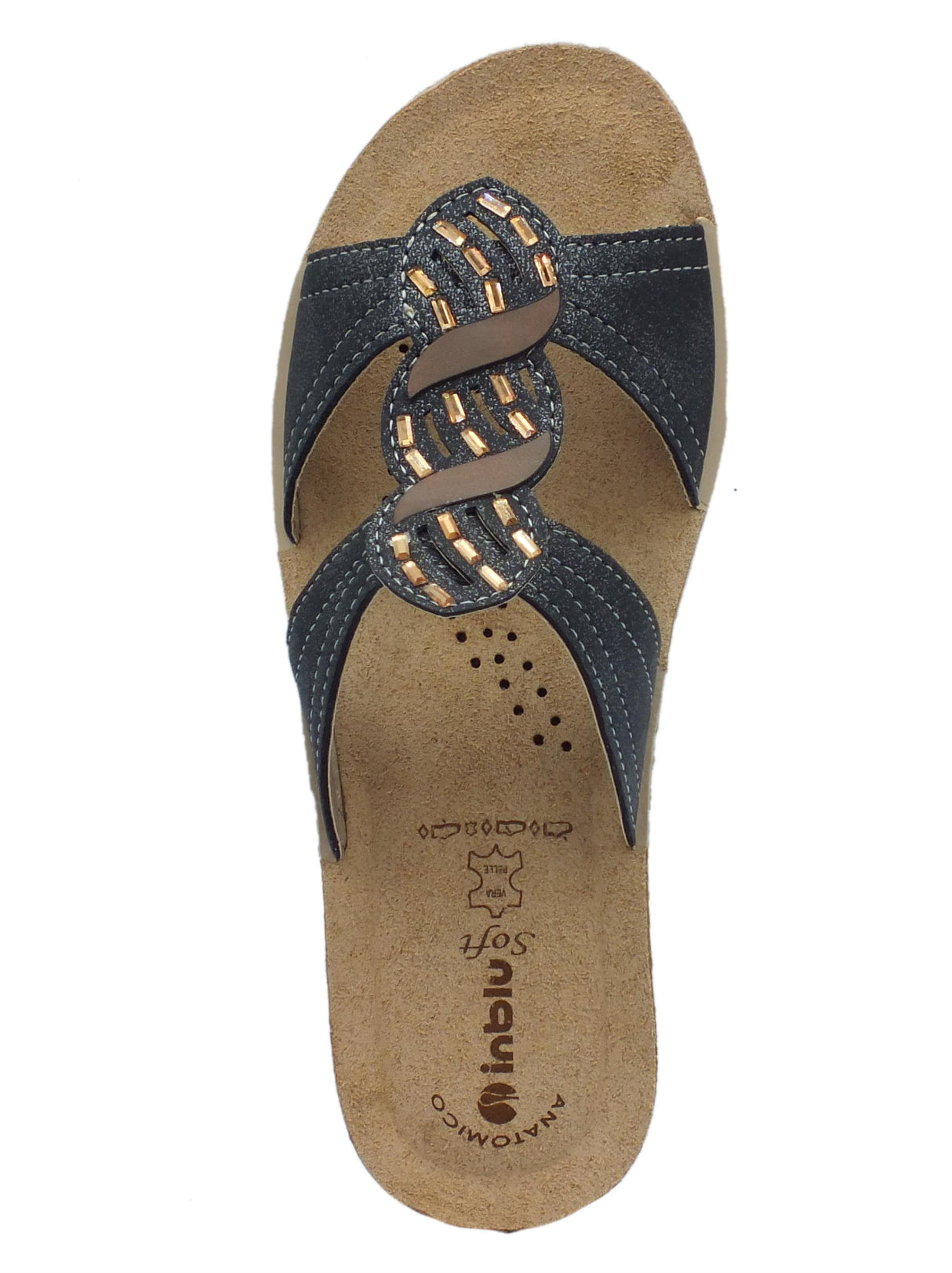 InBlu InBlu GL000034 Nero Ciabatte per Donna in ecopelle con sottopiede soft anatomico Nero