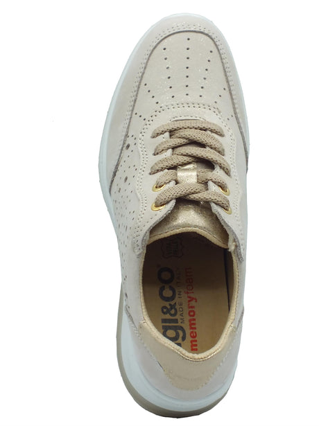 Igi&Co Igi&Co 3655033 Nabuk Lumiere Beige Sneakers per Donna in pelle zeppa altissima Beige