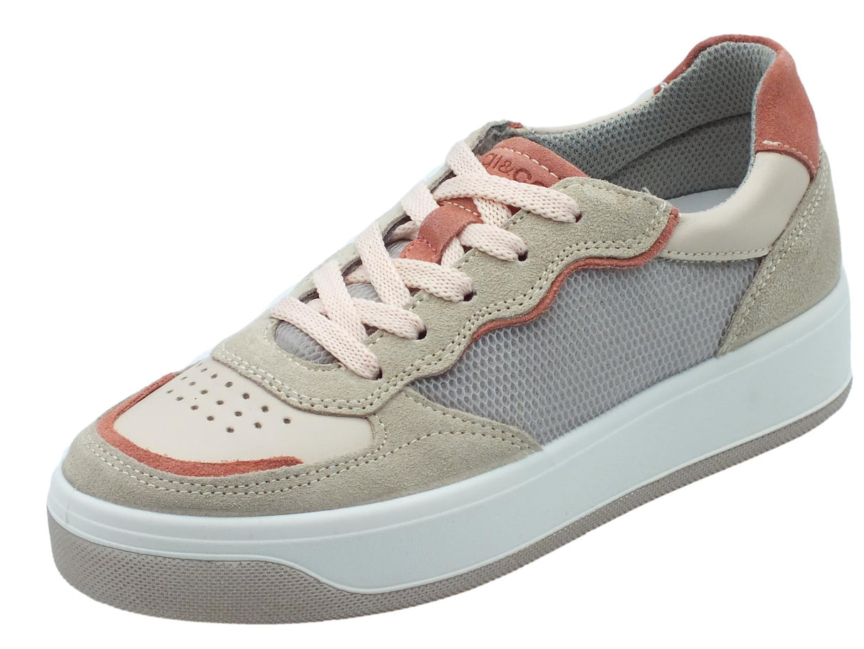 Igi&Co Igi&Co 3657111 Scamosciato Beige Sneakers sportive per Donna in nabuk beige e salmone zeppa interna Beige