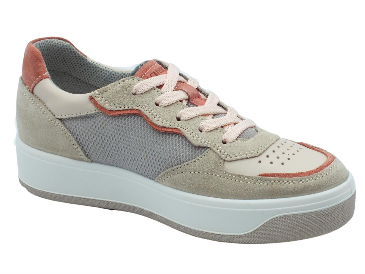 Igi&Co Igi&Co 3657111 Scamosciato Beige Sneakers sportive per Donna in nabuk beige e salmone zeppa interna Beige
