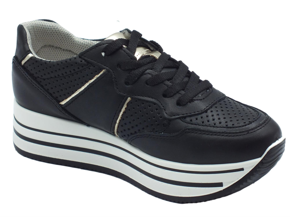 Igi&Co Igi&Co 3661100 Nappa Soft Nero Sneakers per Donna in pelle con zeppa interna Nero