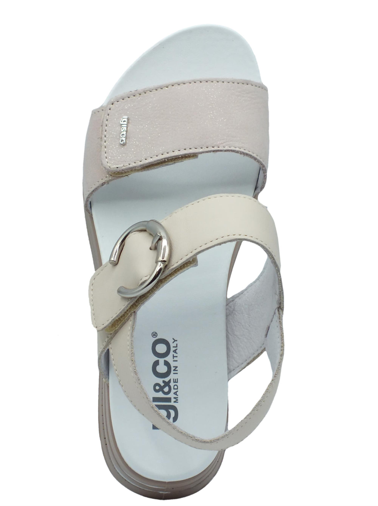 Igi&Co Igi&Co 3678166 Nabuk Cipria Sandali per Donna in pelle con zeppa alta doppia chiusura a strappo Cipria