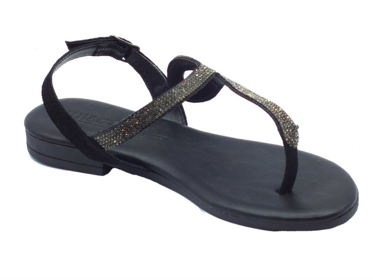 Igi&Co Igi&Co 3683600 Scamosciato Soft Nero Infradito per Donna in nabuk e brillantini con tacco basso Nero