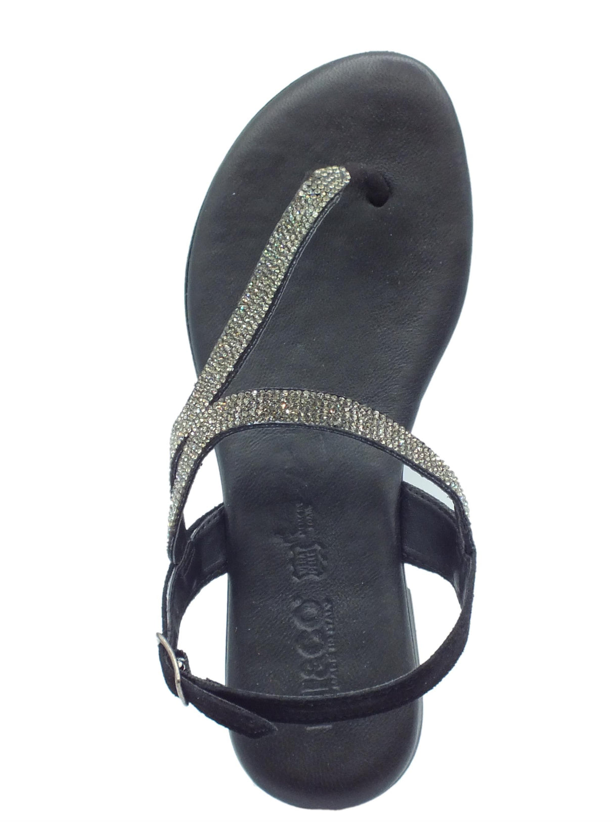 Igi&Co Igi&Co 3683600 Scamosciato Soft Nero Infradito per Donna in nabuk e brillantini con tacco basso Nero