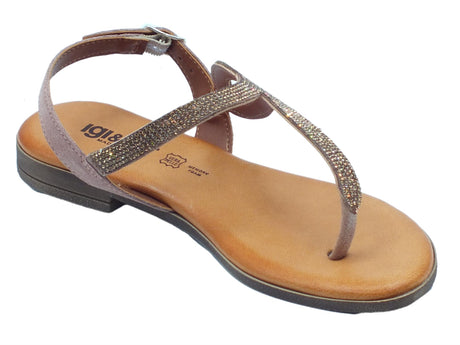 Igi&Co Igi&Co 3683633 Scamosciato Soft Cipria Infradito Donna in nabuk rosa e brillantini tacco basso Cipria