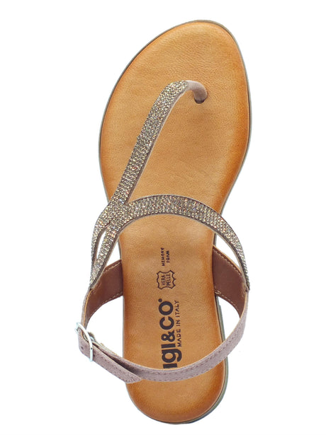 Igi&Co Igi&Co 3683633 Scamosciato Soft Cipria Infradito Donna in nabuk rosa e brillantini tacco basso Cipria