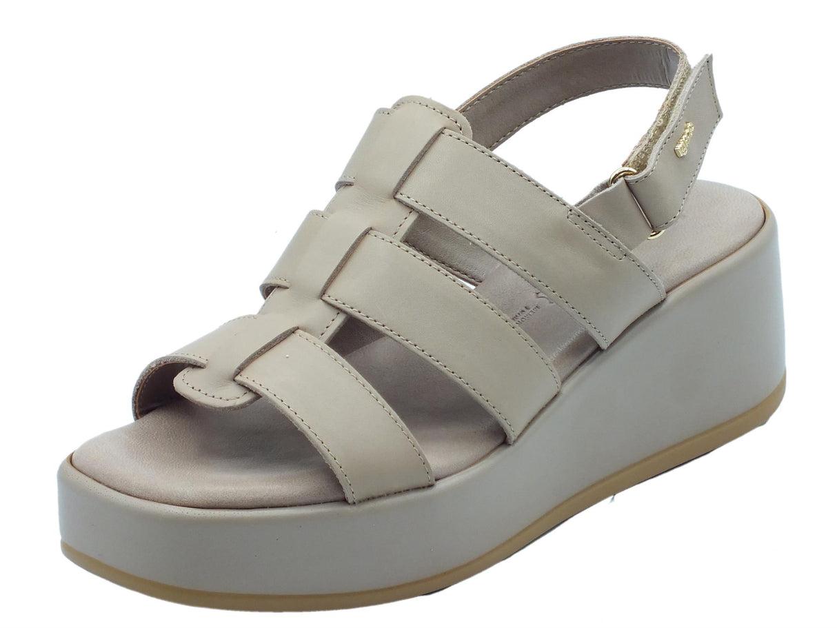 Igi&Co Igi&Co 3687222 Vitello Taupe Sandali per Donna in pelle con allaccio a strappo e zeppa alta Taupe