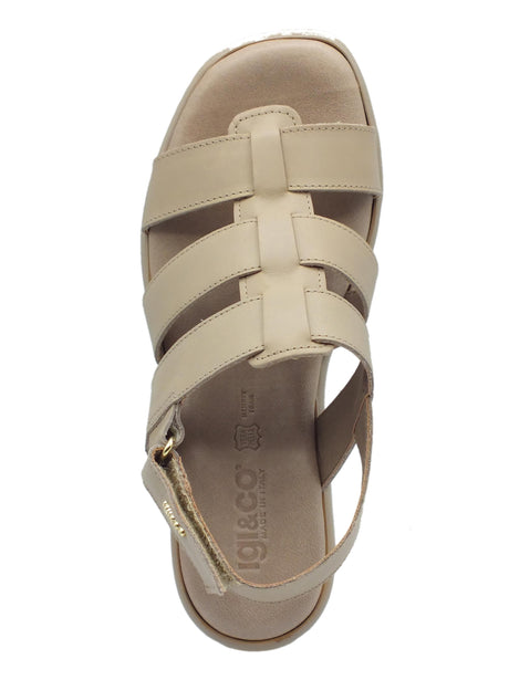 Igi&Co Igi&Co 3687222 Vitello Taupe Sandali per Donna in pelle con allaccio a strappo e zeppa alta Taupe