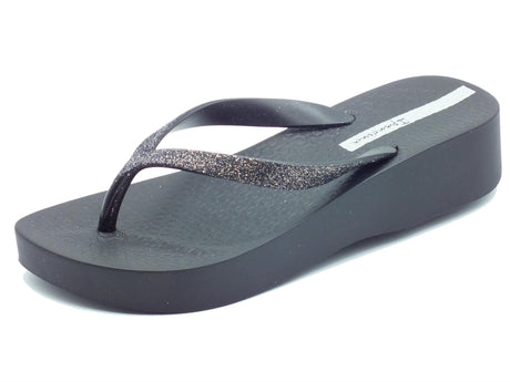 Ipanema Ipanema 83386 Mesh Chic Plat Fem Black Infradito per Donna in gomma con glitter e zeppa bassa Black