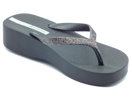 Ipanema Ipanema 83386 Mesh Chic Plat Fem Black Infradito per Donna in gomma con glitter e zeppa bassa Black