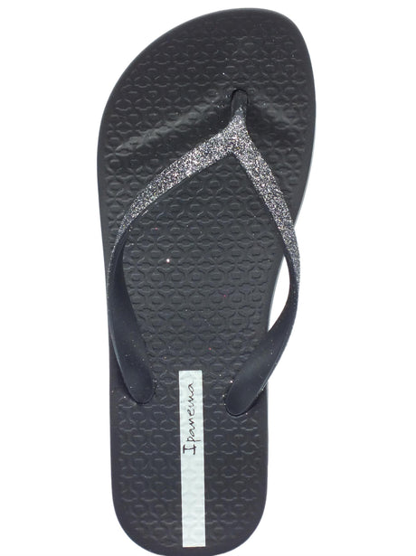Ipanema Ipanema 83386 Mesh Chic Plat Fem Black Infradito per Donna in gomma con glitter e zeppa bassa Black