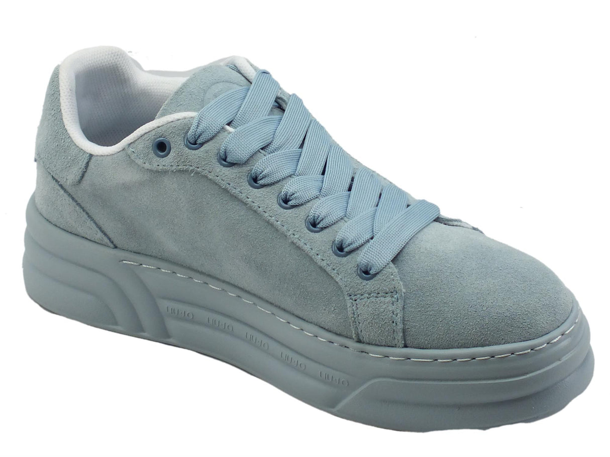 LIU JO LIUJO BA3005 Cleo Street Sneakers Sportive per Donna in nabuk celeste zeppa media Street