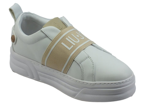 LIU JO LIUJO BA3011 Cleo White Sneakers moda per Donna in pelle bianca White