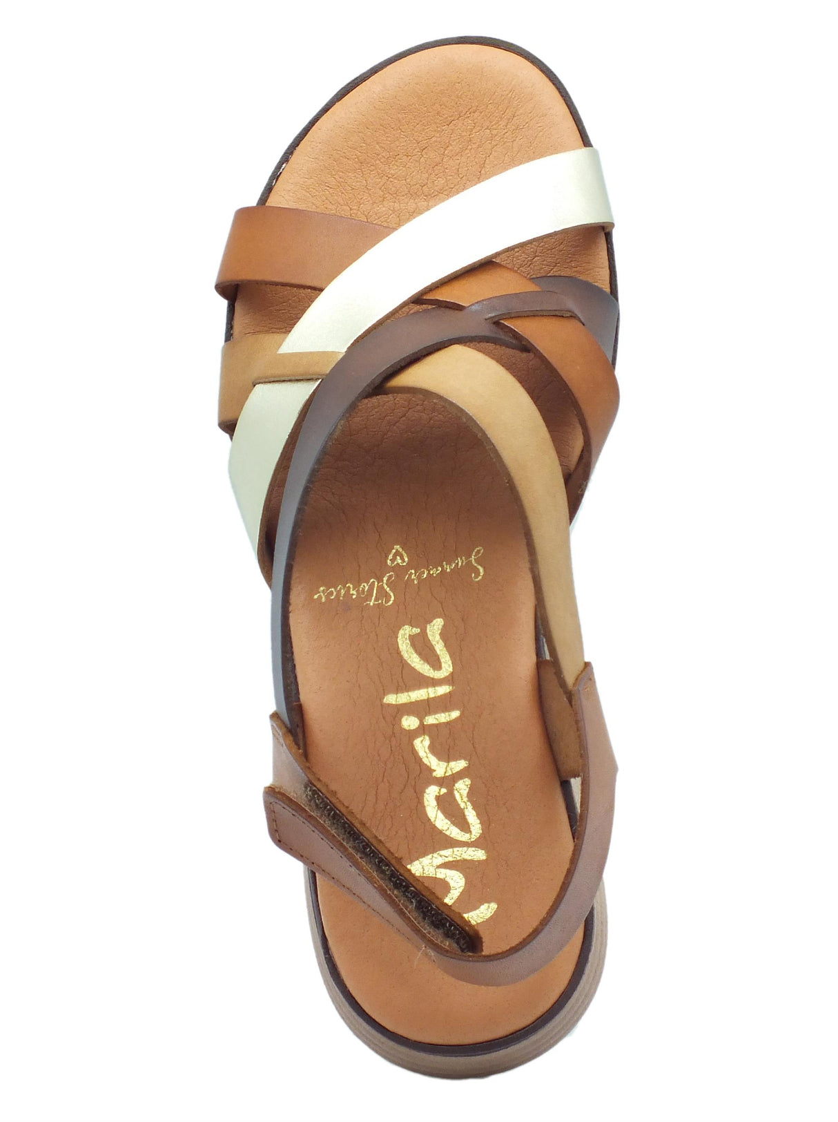 Marila Marila Betiana 1554 Multicammello Sandali per Donna in pelle con zeppa bassa Multicammello