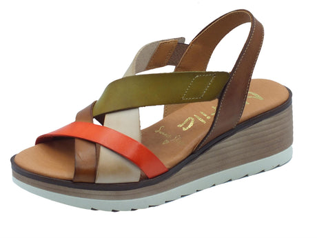 Marila Marila 1810 Celeste Multiavellana Sandali per Donna in pelle zeppa media con elastici Celeste Multiavellana