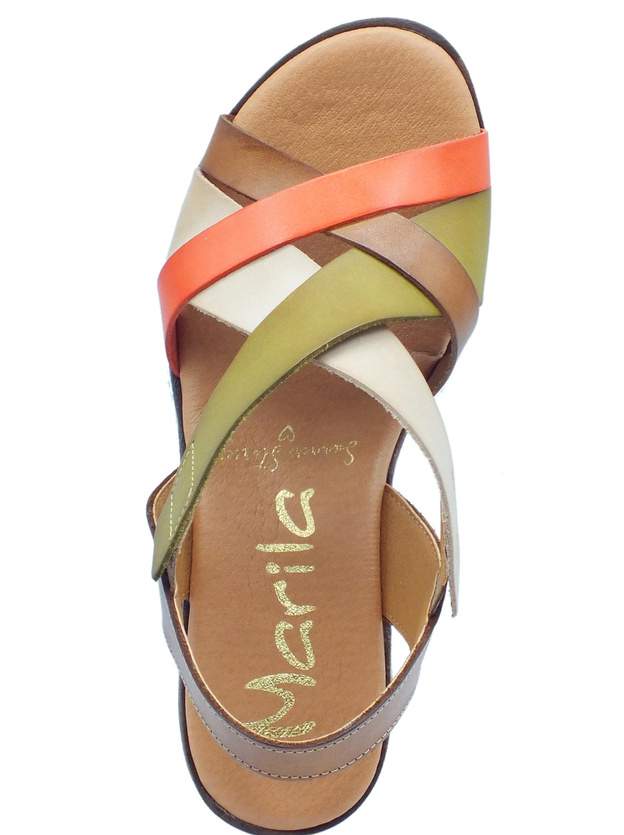 Marila Marila 1810 Celeste Multiavellana Sandali per Donna in pelle zeppa media con elastici Celeste Multiavellana