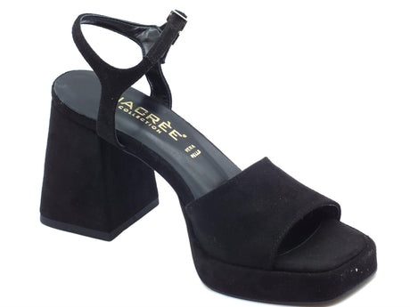 Nacrèe Nacrèe ZOE004 Cam Nero Sandali eleganti per Donna in econabuk con tacco alto Nero