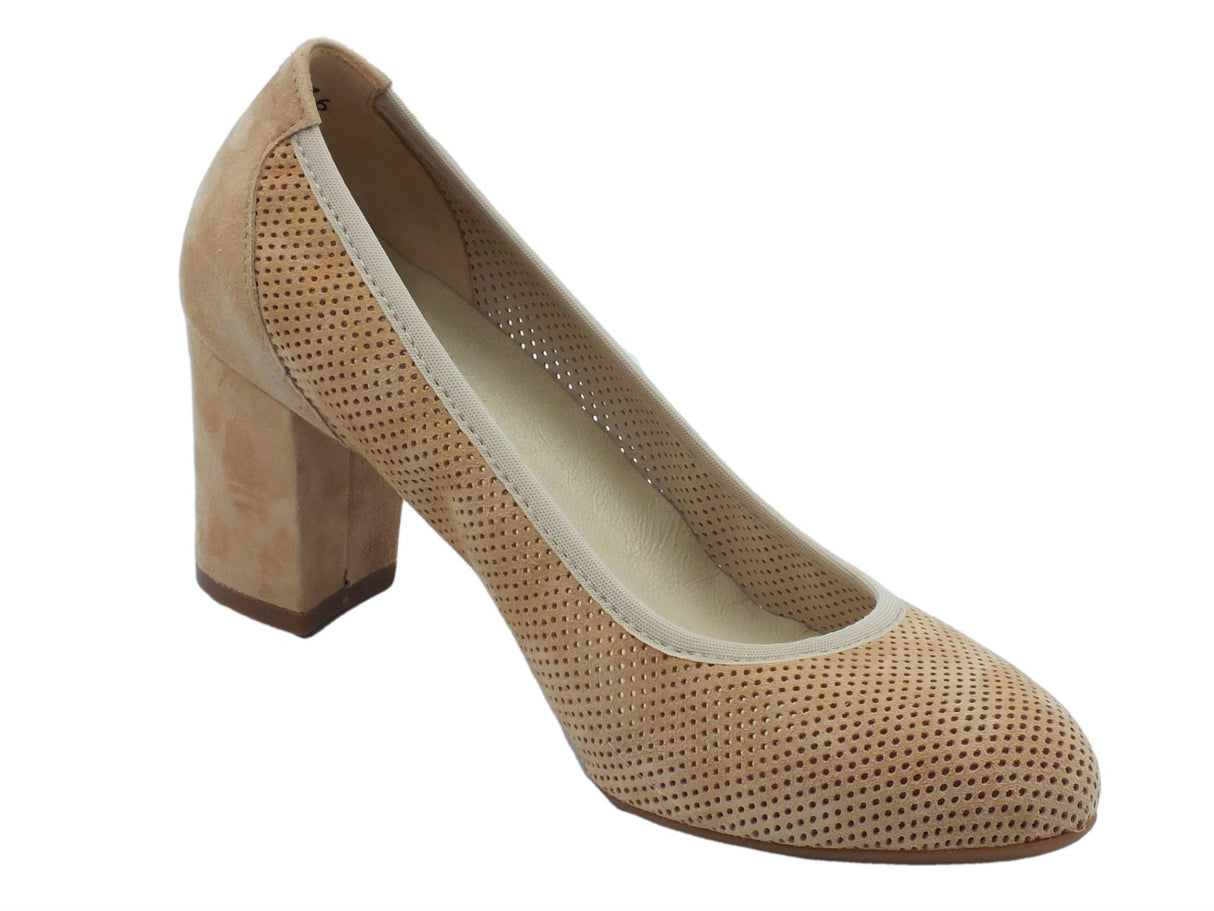 Melluso Melluso D116D Nude Decoltè per Donna in nabuk traforato con tacco alto Nude