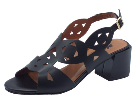 Melluso Melluso K35135D Nero Sandali per Donna in pelle laserata con tacco medio e fibbietta Nero