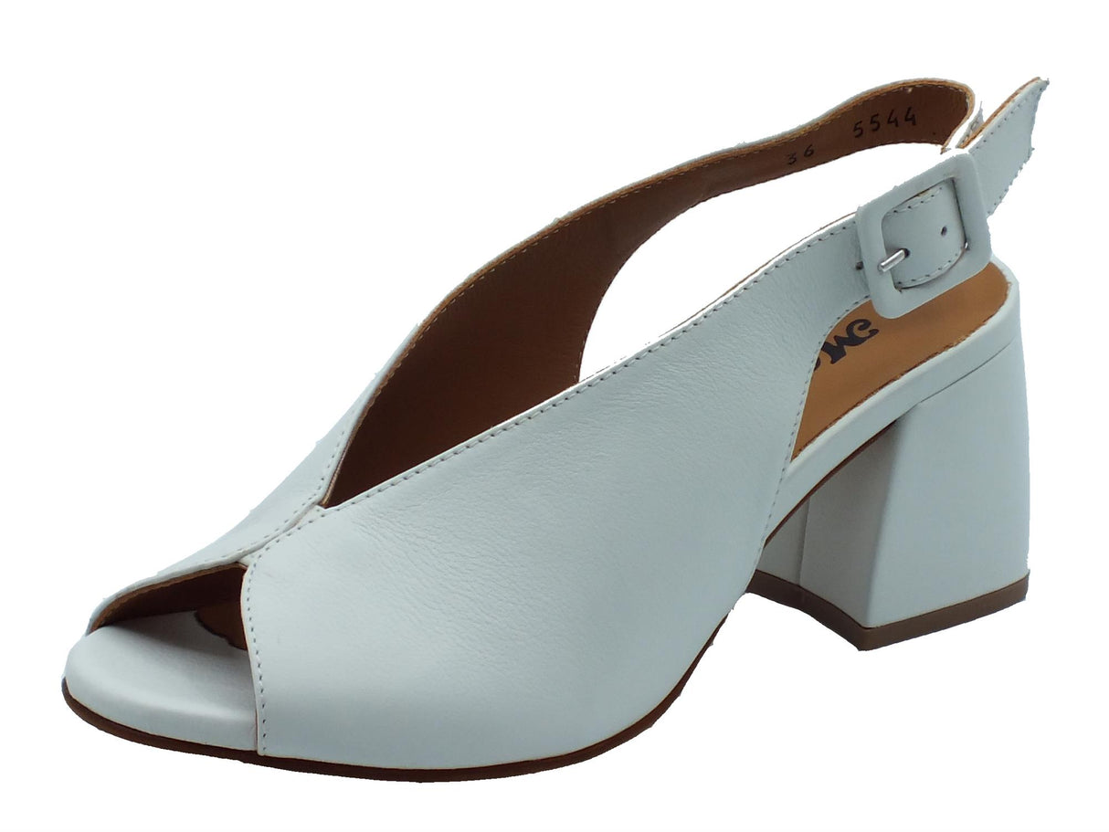 Melluso Melluso N622D Melissa Bianco Sandali per Donna in pelle con tacco alto e fibbiona Bianco