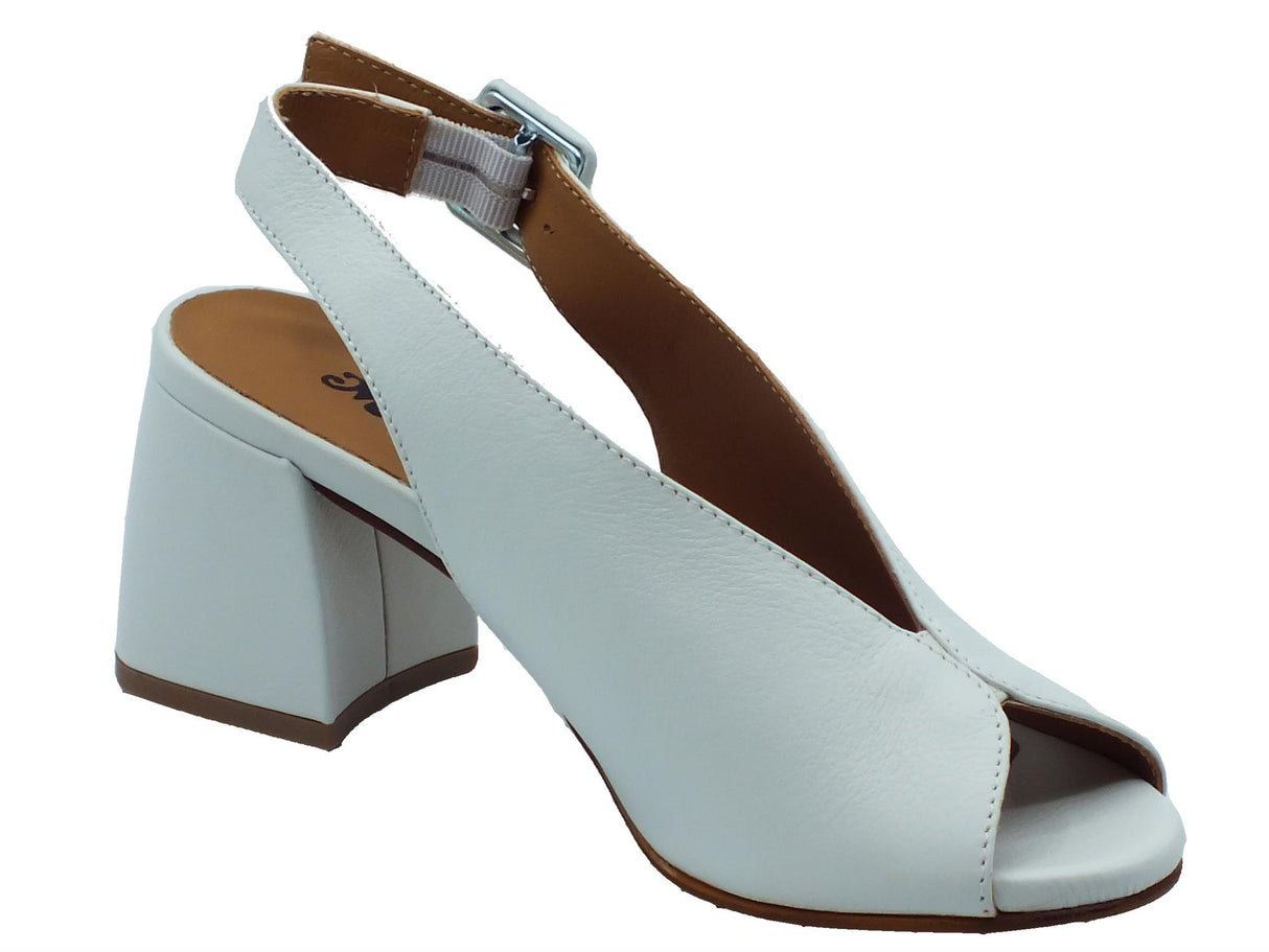 Melluso Melluso N622D Melissa Bianco Sandali per Donna in pelle con tacco alto e fibbiona Bianco