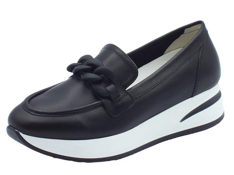 Melluso Melluso R20076D Carla Dec Nero classici per Donna in pelle beige con zeppa alta Nero