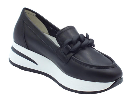 Melluso Melluso R20076D Carla Dec Nero classici per Donna in pelle beige con zeppa alta Nero