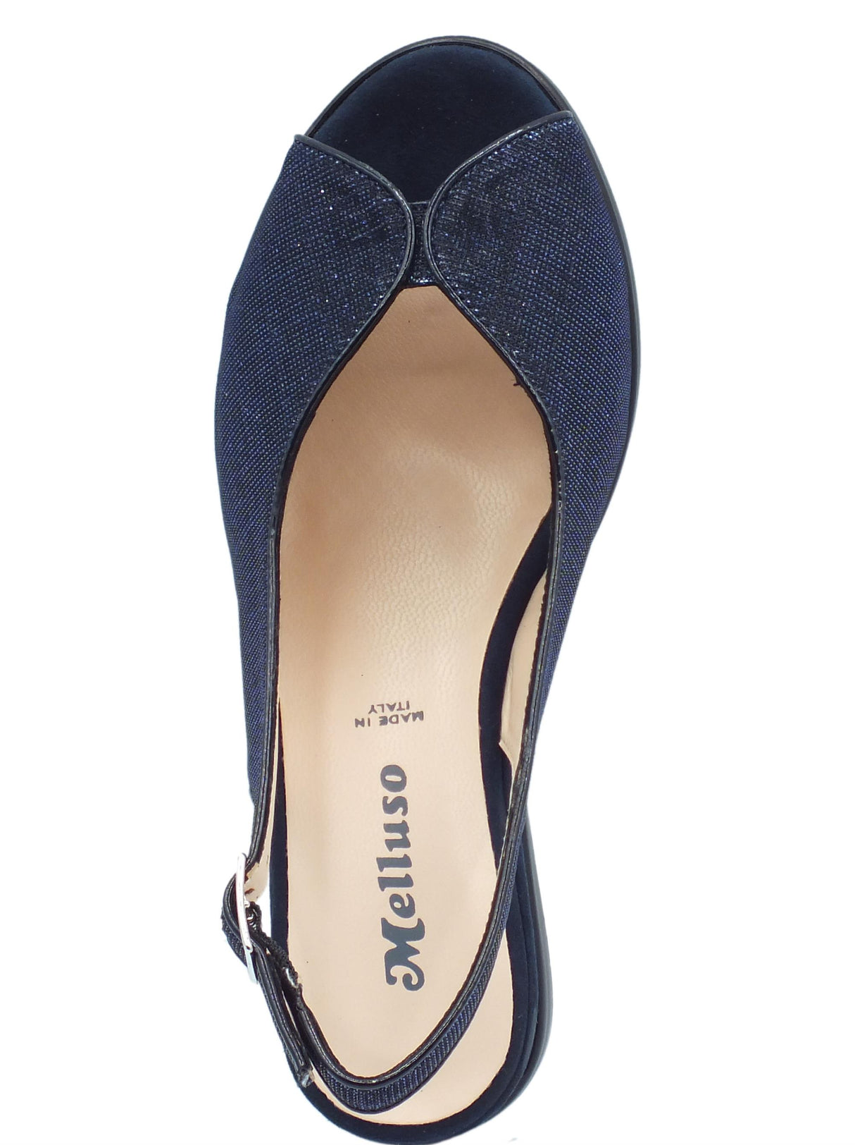 Melluso Melluso R80335 Notte Bianca Sandali per Donna in tessuto brillantinato con zeppa media Notte Bianca