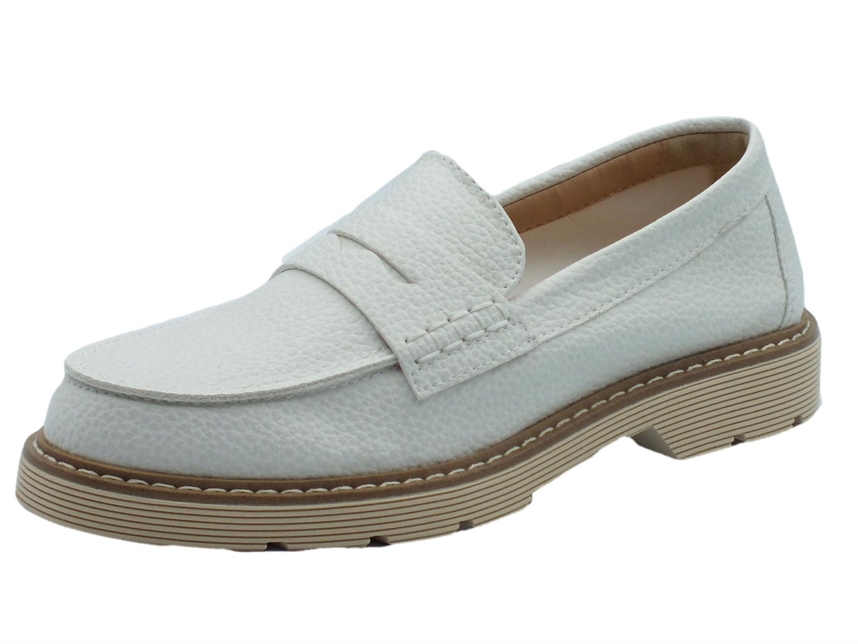 Nacrèe Nacrèe ASTRY020 Vanity Bianco Mocassini per Donna in ecopelle effetto martellata Vanity Bianco