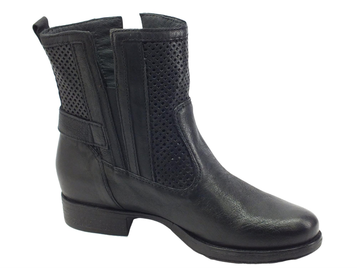 Nero Giardini NeroGiardini E306330D Osaka Nero Tronchetti traforati per Donna in pelle con tacco basso Osaka Nero