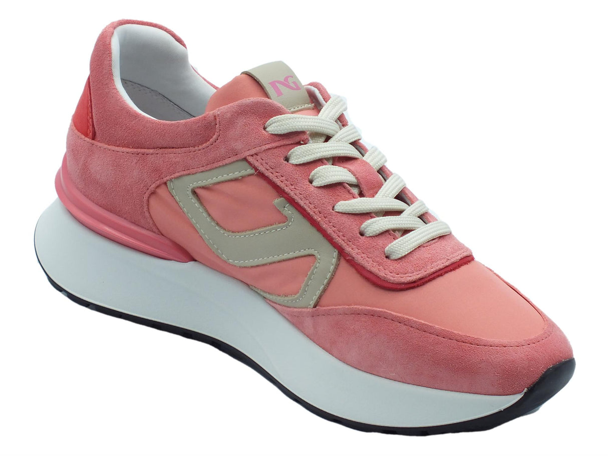 Nero Giardini NeroGiardini E306442D Velour Papavero Sneakers sportive Donna in nabuk tessuto con zeppa bassa Velour Papavero