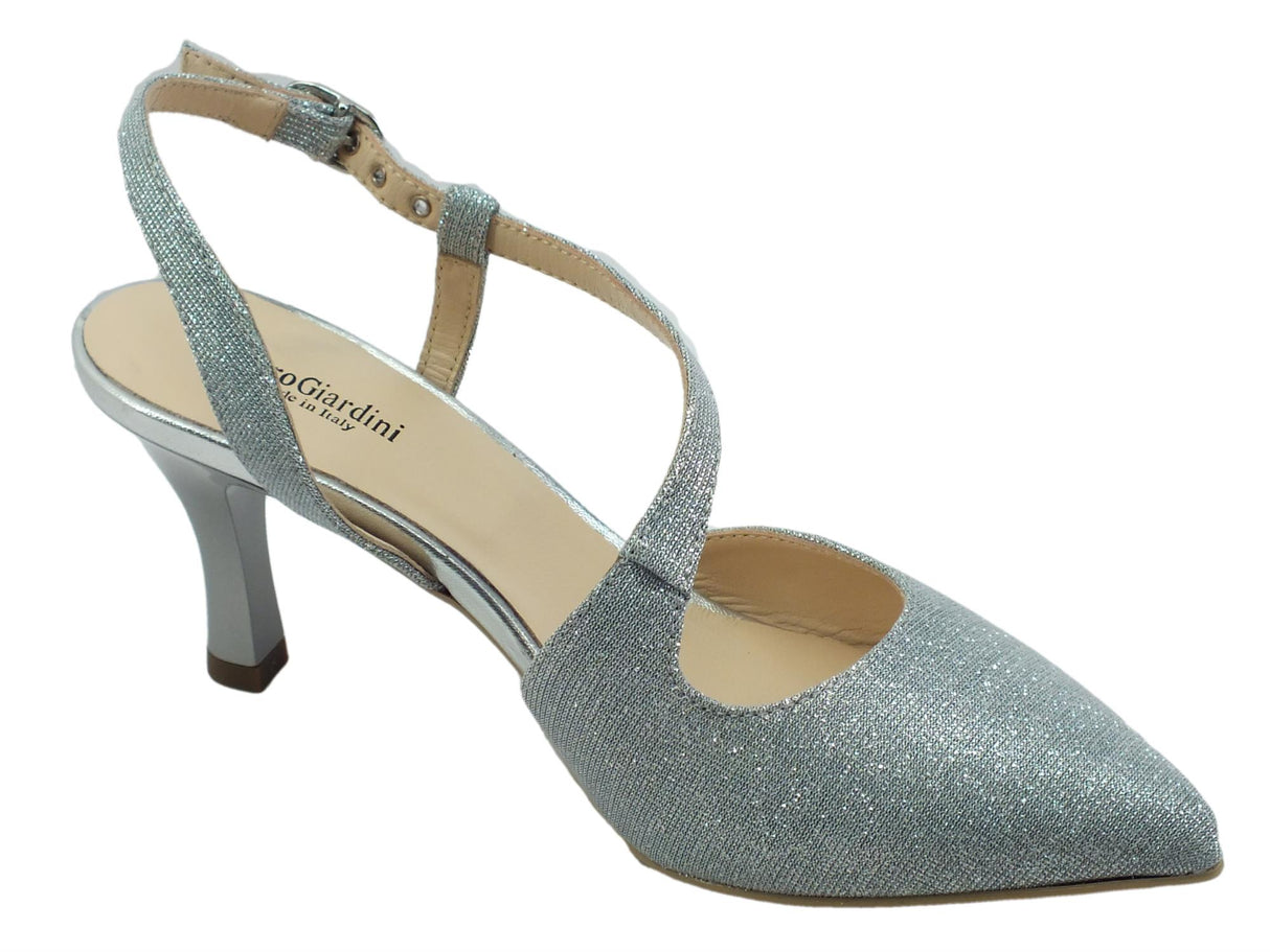 Nero Giardini NeroGiardini E307010DE Notturno Ghiaccio Decoltè punta Donna tessuto brillantinato tacco spillo Notturno Ghiaccio