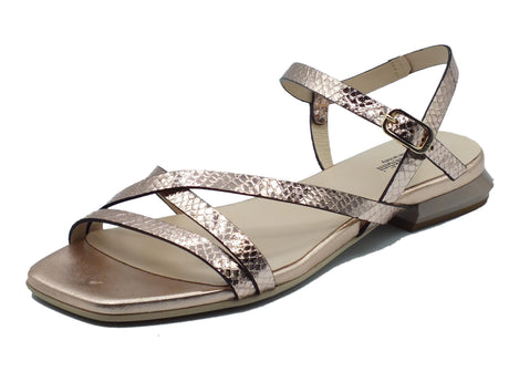 Nero Giardini NeroGiardini E307330DE Blade Phard Sandali con tacchetto basso per Donna in pelle squamata Acciaio