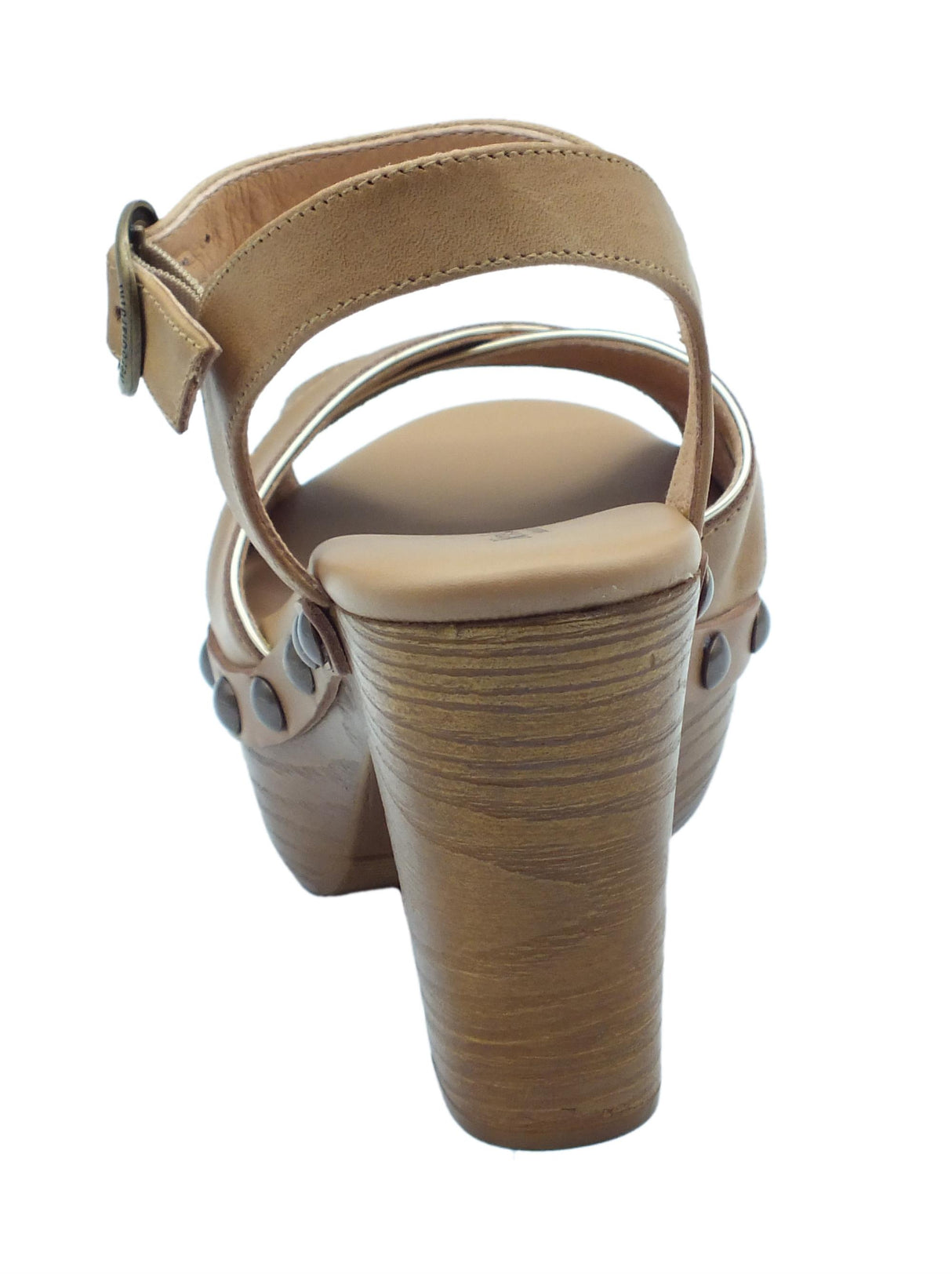 Nero Giardini NeroGiardini E307790D Rio Cuoio Sandali per Donna in pelle con tacco alto effetto legno Cuoio