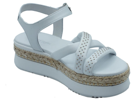 Nero Giardini NeroGiardini E307820D Loira Bianco Sandali per Donna in pelle con zeppa media effetto corda Bianco