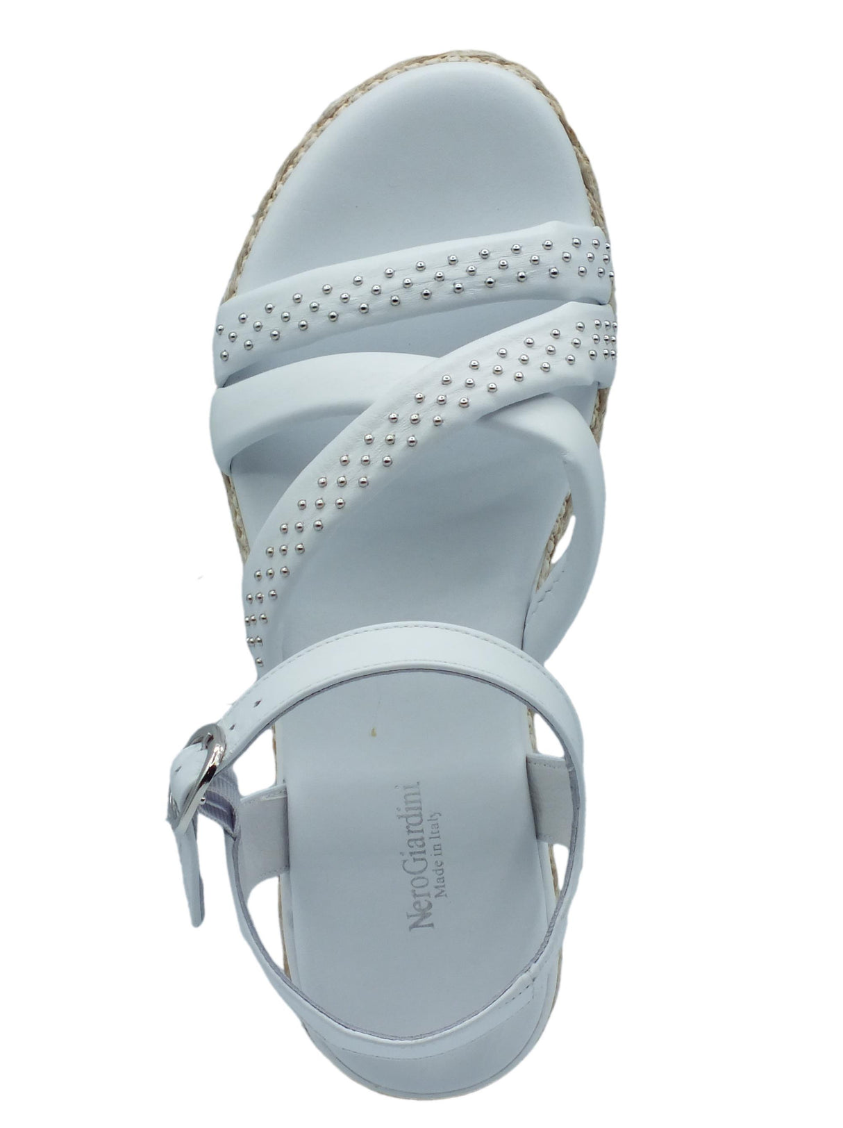 Nero Giardini NeroGiardini E307820D Loira Bianco Sandali per Donna in pelle con zeppa media effetto corda Bianco