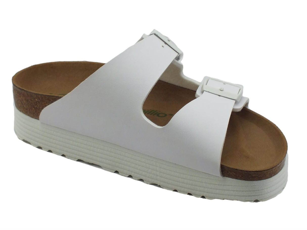 Papillio Papillio 1018581 Arizona Grooved White Sandali per Donna con doppia fibia Grooved White