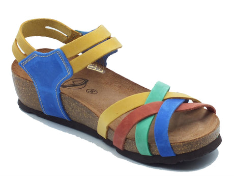 Sabatini Sabatini 4008 Crazy Multi B Emanuela Sandali per Donna in pelle con chiusura a strappo multicolore