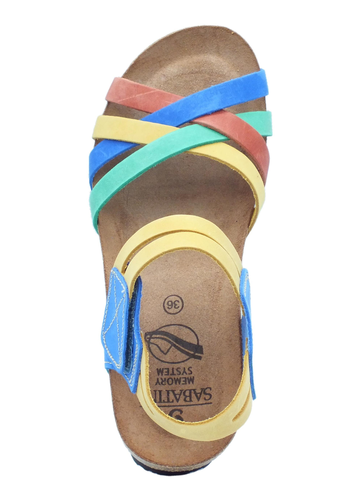 Sabatini Sabatini 4008 Crazy Multi B Emanuela Sandali per Donna in pelle con chiusura a strappo multicolore