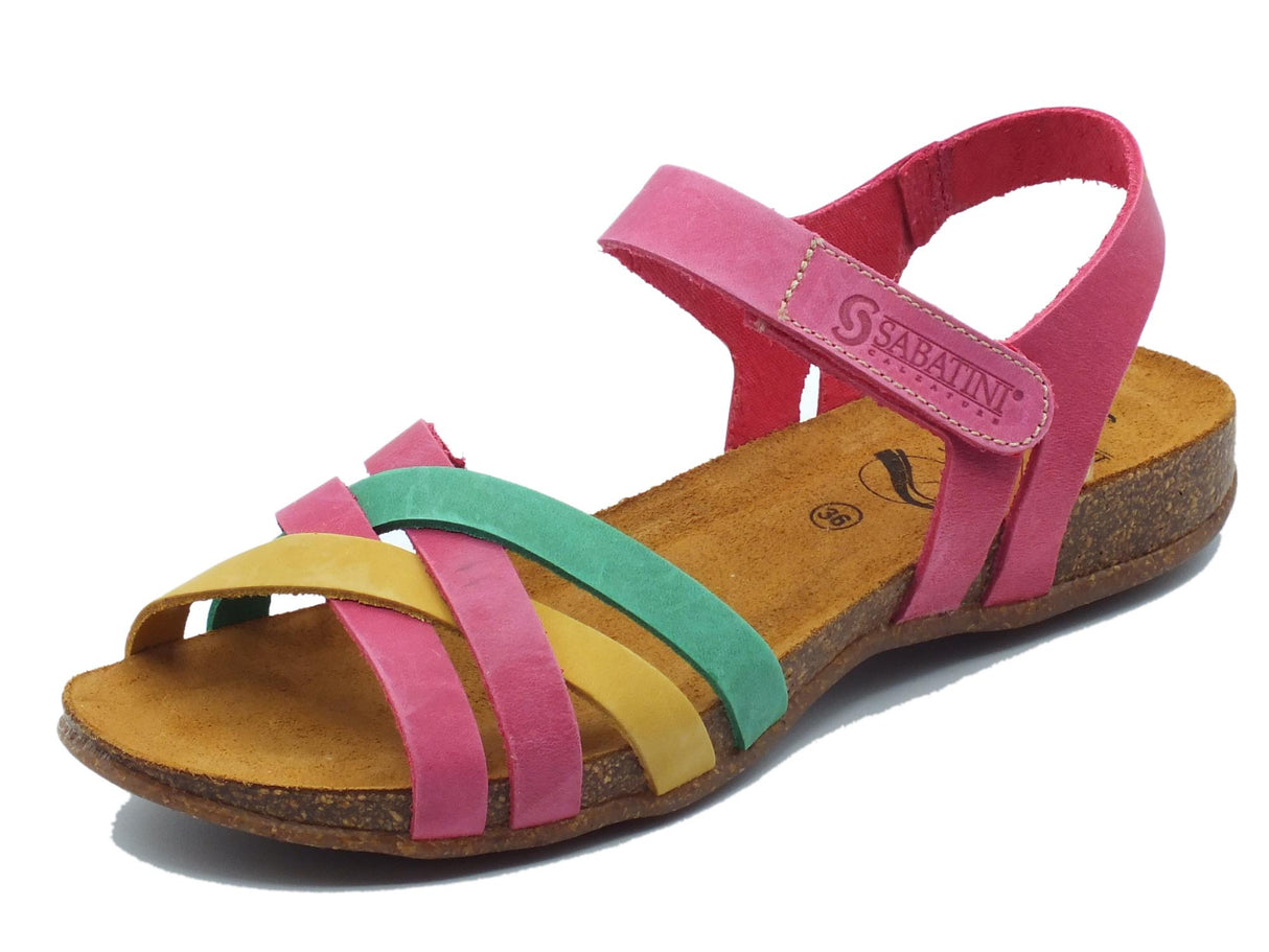 Sabatini Sabatini 4610 Crazy Multi L Ingrid Sandali per Donna in pelle con chiusura a strappo multicolore